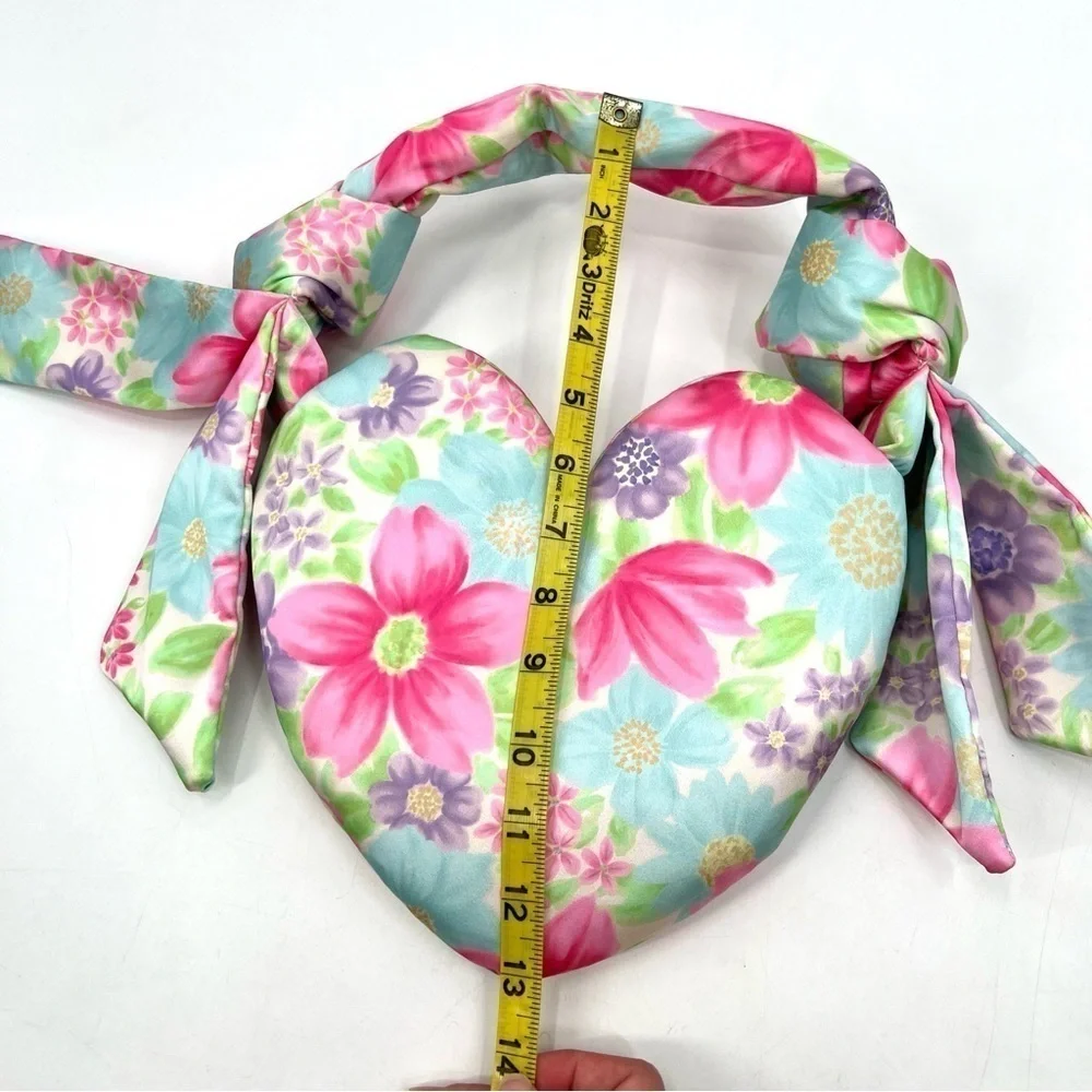 MADDEN GIRL Pink & Blue Heart Shape Floral Purse